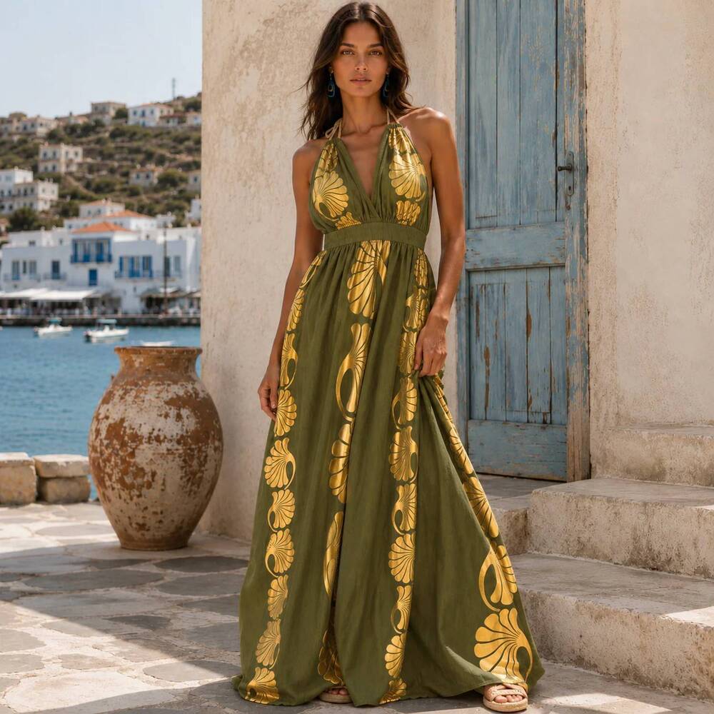 NEW MYSTERY RESORT aphrodite maxi dress in olive